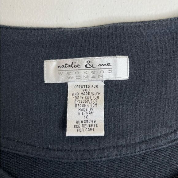 Vintage Natalie & Me Weekend Woman Snowflake Embroidered Black Button Women 1X - Picture 8 of 11